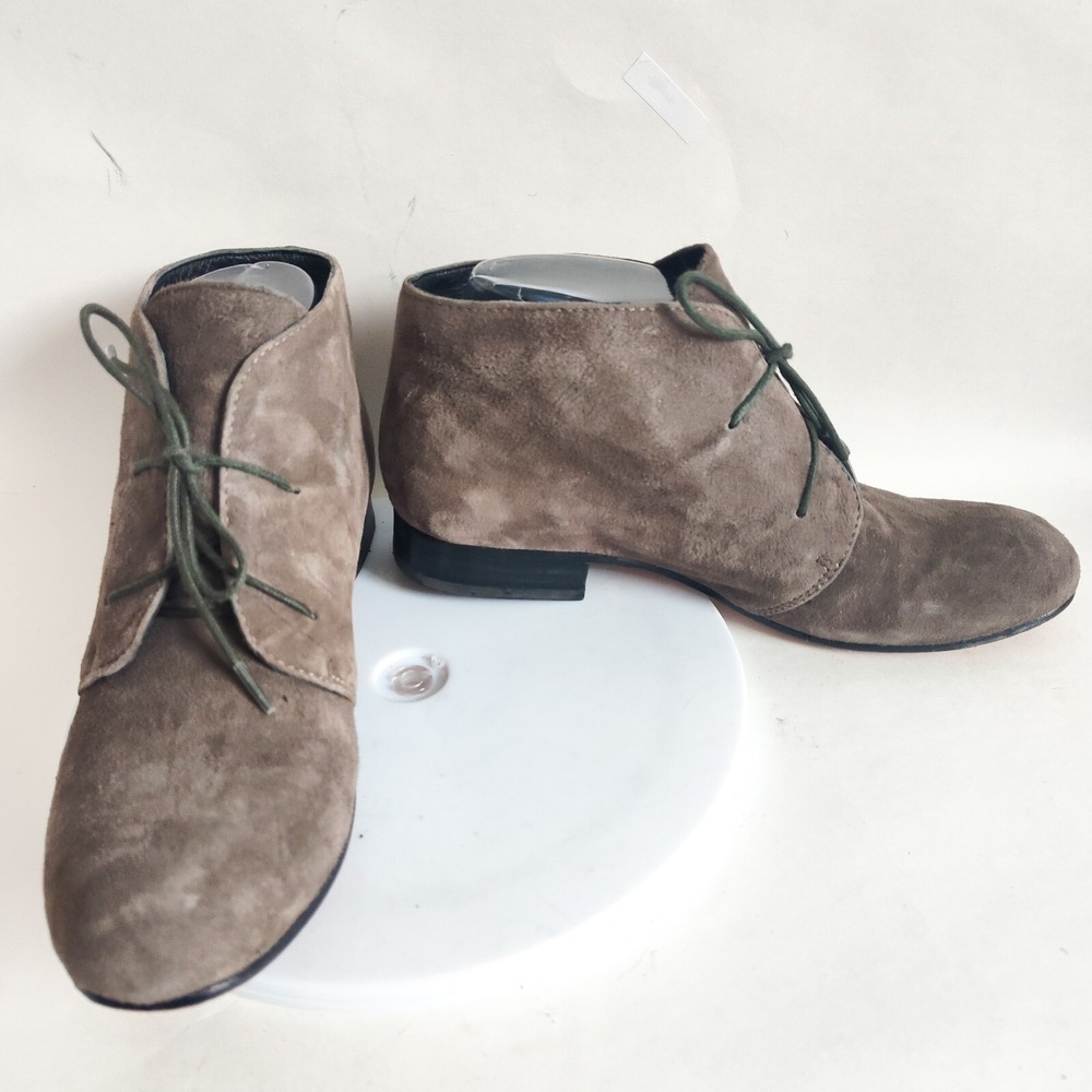 Dolce Vita Ankle Boots 7 M‎ Leather Sole Lace-Up Suede Gray Cottagecore Granny